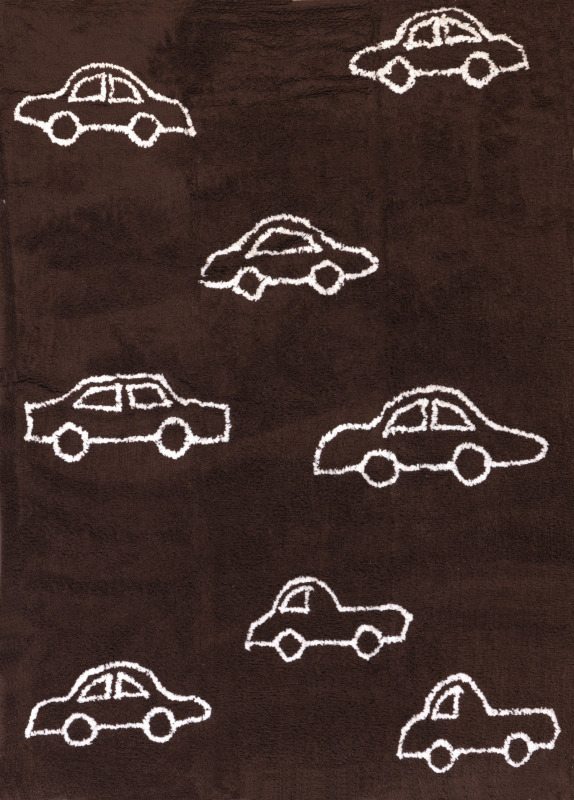 Aratextil mosható pamutszőnyeg - 120x160cm barna autók