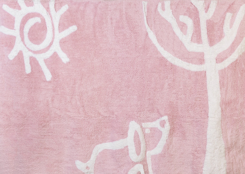 Aratextil moshat� pamutsz�nyeg - 120x160cm r�zsasz�n kutya az erd�ben