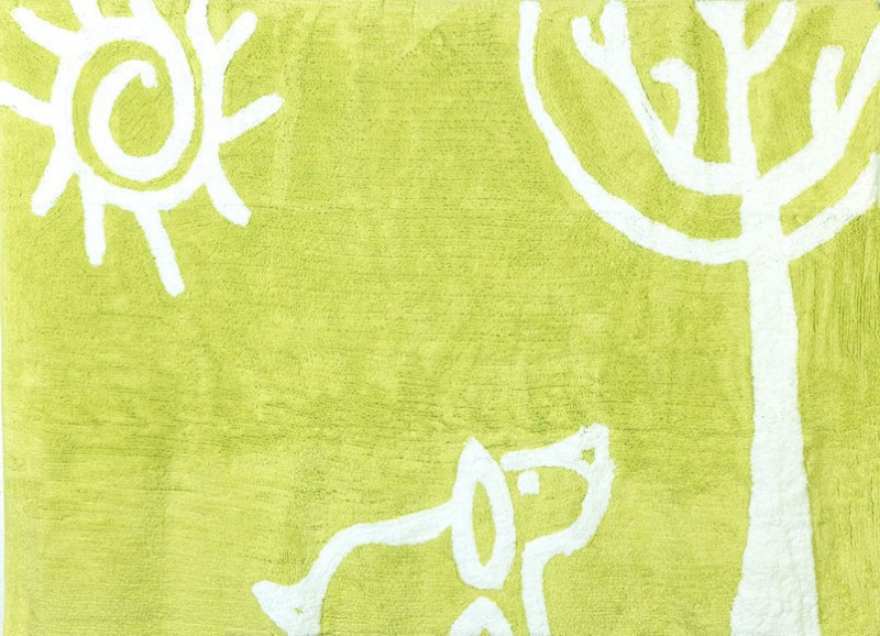 Aratextil moshat� pamutsz�nyeg - 120x160cm z�ld kutya az erd�ben