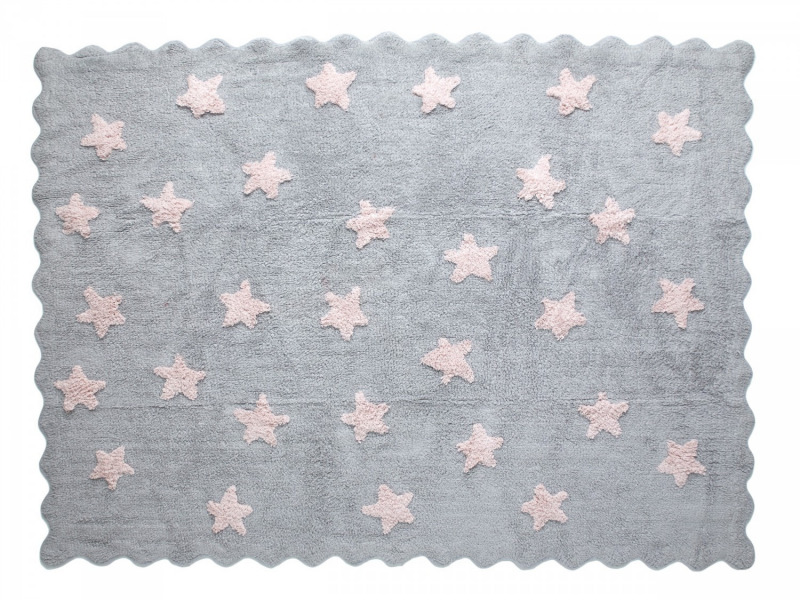 Aratextil moshat� pamutsz�nyeg - 120x160cm sz�rke r�zsasz�n csillagos