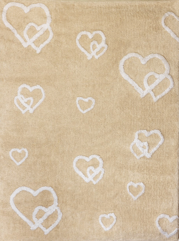 Aratextil mosható pamutszőnyeg - 120x160cm bézs szívek