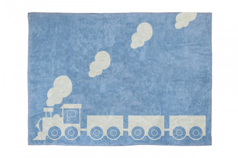 Aratextil moshat� pamutsz�nyeg - 120x160cm k�k vonatos