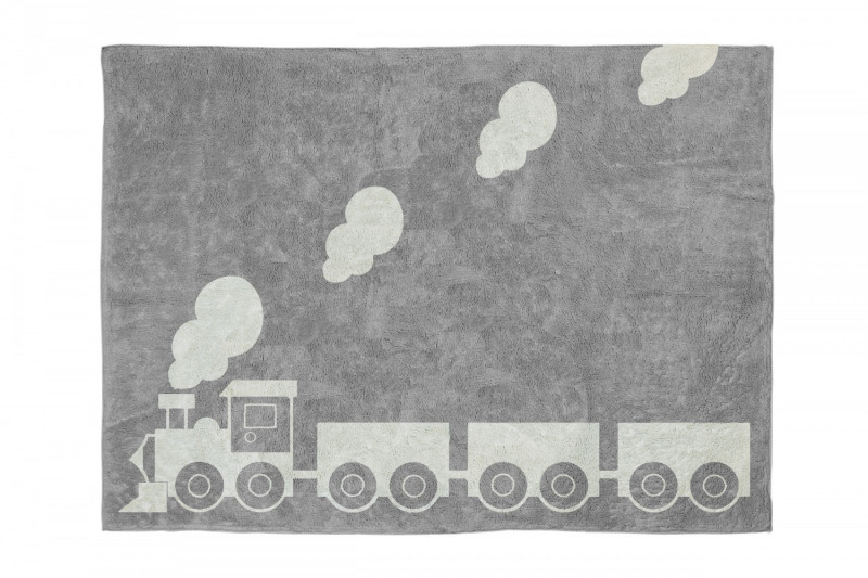 Aratextil moshat� pamutsz�nyeg - 120x160cm sz�rke vonatos