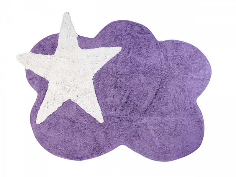 Aratextil moshat pamutsznyeg - 120x160cm lila felh csillaggal