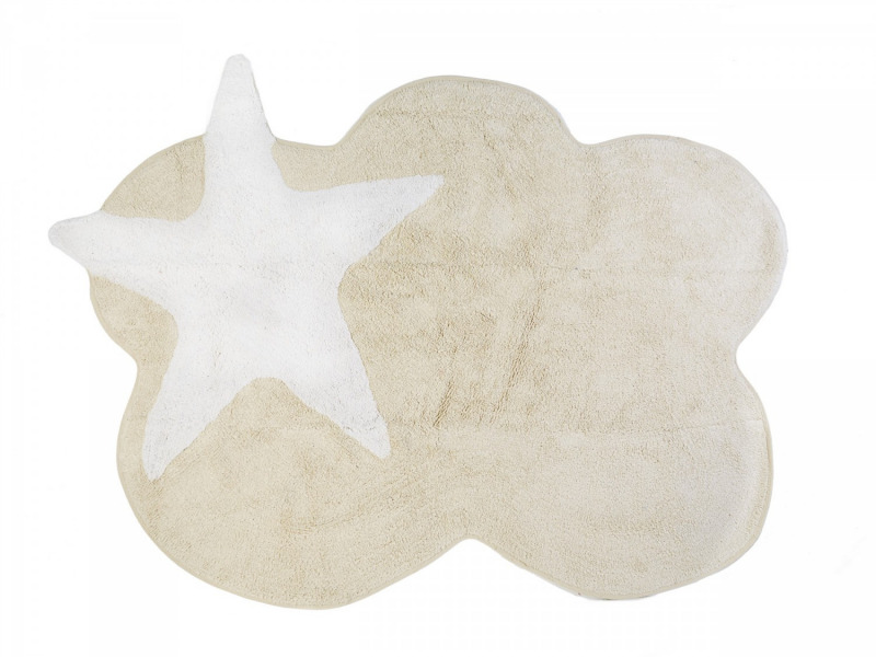 Aratextil mosható pamutszőnyeg - 120x160cm bézs felhő csillaggal