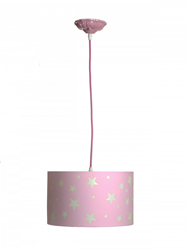 Aratextil f�gg�l�mpa - 30x18cm r�zsasz�n csillagos