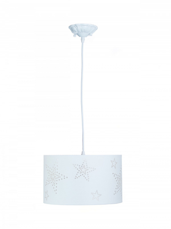 Aratextil f�gg�l�mpa - 30x18cm feh�r lyukacsos csillagos