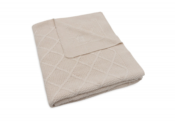 Jollein takar�  - 100x150 cm Check Knit Oatmeal/Teddy Fleece