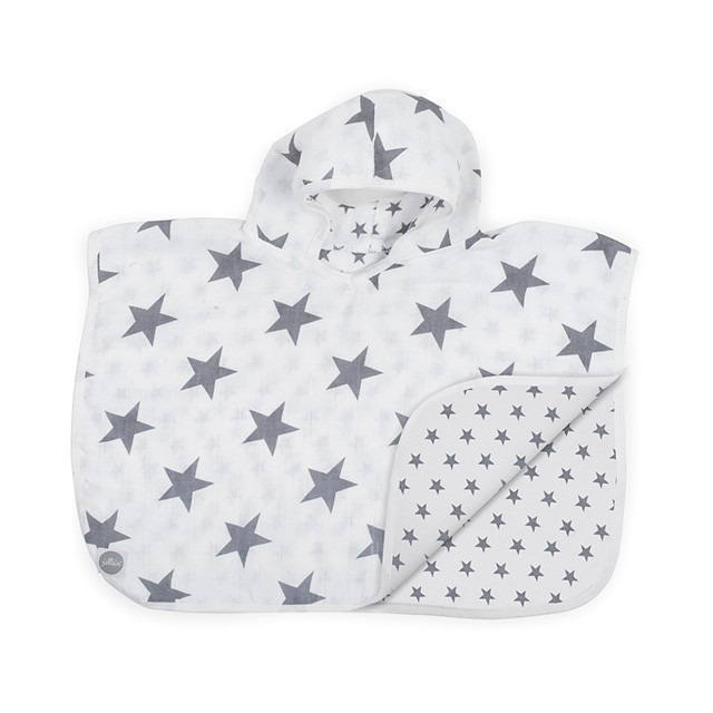 Jollein kapucnis ponchó - 45x60 Little Star Antracite