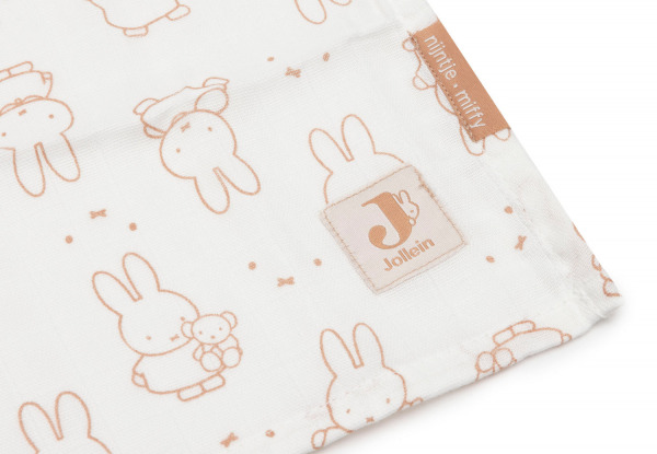 Jollein textilpelenka  - 115x115 cm Happy Miffy Light Terra