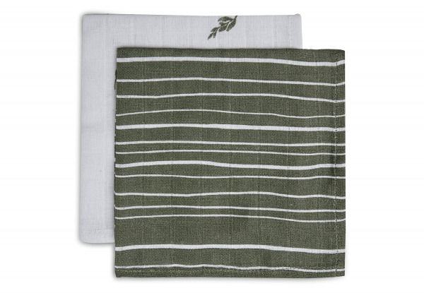 Jollein arct�rl� muslin  - Stripe & Olive Leaf Green