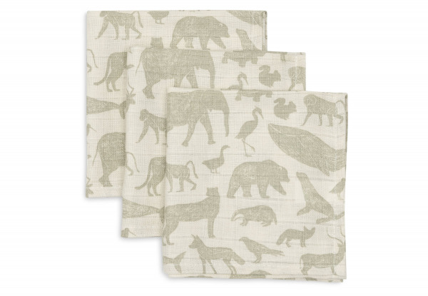 Jollein arct�rl� muslin  - Animals Olive Green