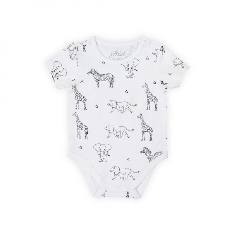 Jollein r�vid ujj� body - 74/80 Safari black-white