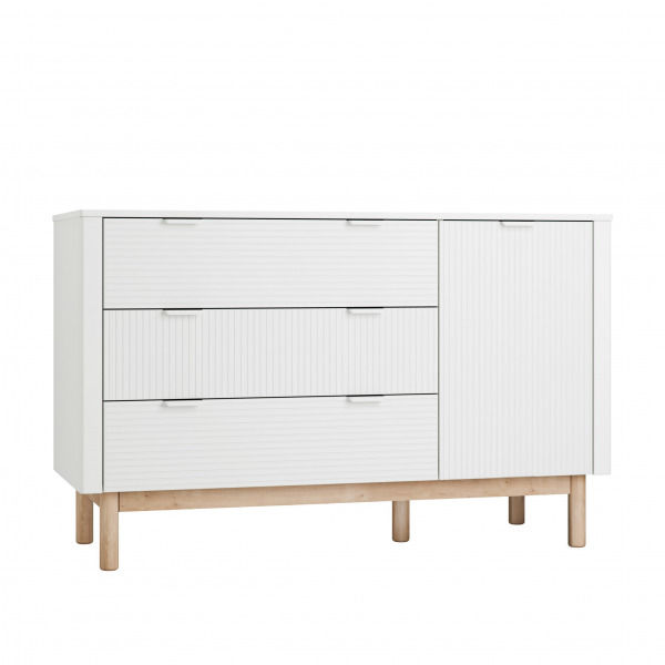 Pinio Miloo komód - 3 fiókkal és 1 ajtóval White